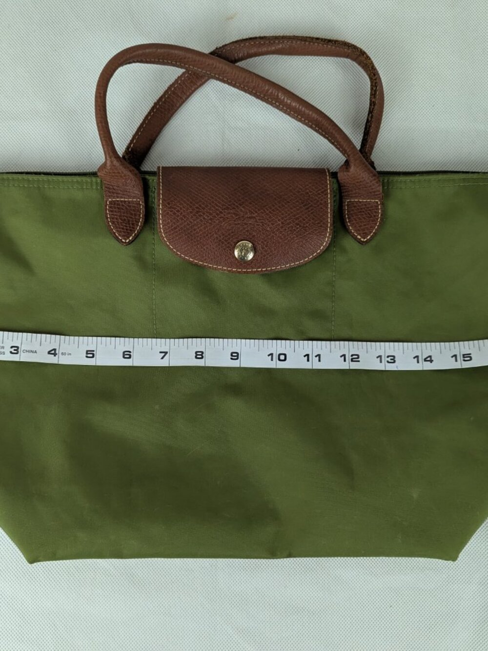 Longchamp Le Pliage Nylon Tote Bag Green – Used – Authentic – Ships Now - Picture 13 of 15